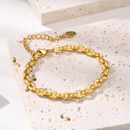 Wholesale Simple Style Solid Color Stainless Steel Plating 18k Gold Plated Bracelets