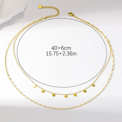 Wholesale Simple Style Solid Color Stainless Steel Plating 18k Gold Plated Double Layer Necklaces