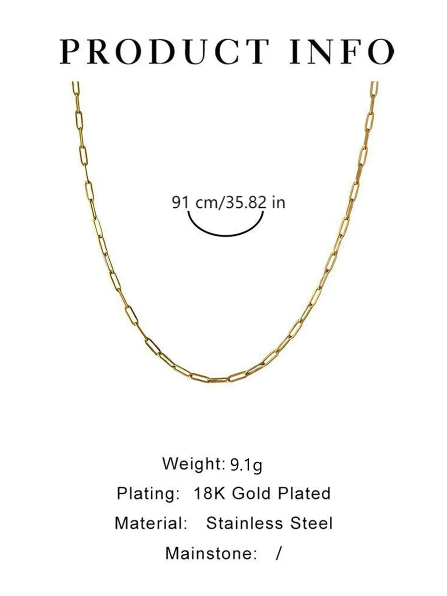 Wholesale Simple Style Solid Color Stainless Steel Plating 18k Gold Plated Necklace