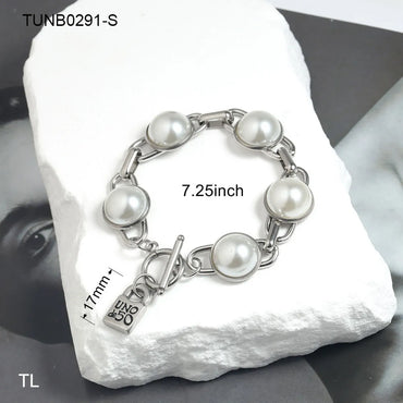 Simple Style Solid Color 304 Stainless Steel Artificial Pearls Bracelets In Bulk