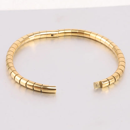 Wholesale Simple Style Solid Color Stainless Steel Plating Gold Plated Bangle