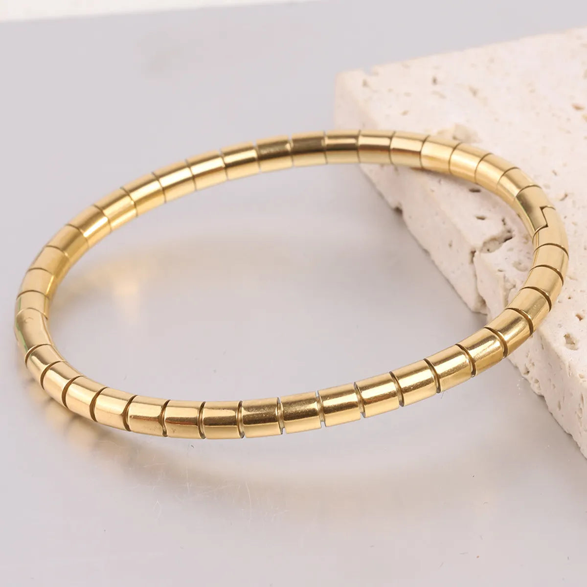 Wholesale Simple Style Solid Color Stainless Steel Plating Gold Plated Bangle