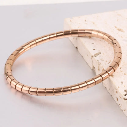 Wholesale Simple Style Solid Color Stainless Steel Plating Gold Plated Bangle