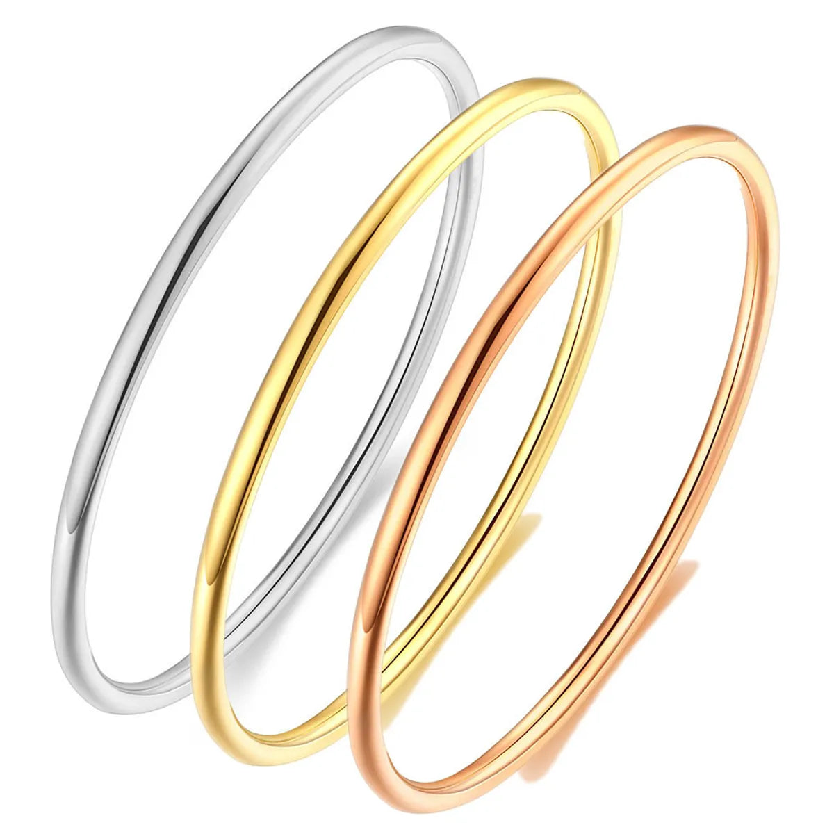 Wholesale Simple Style Solid Color Stainless Steel Plating Gold Plated Bangle