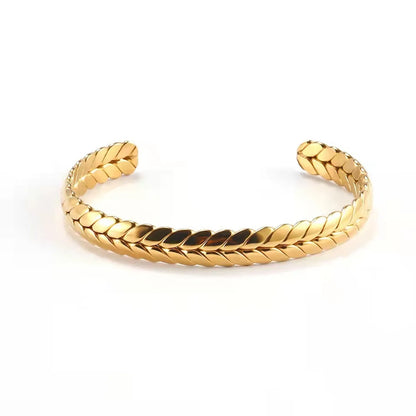 Wholesale Simple Style Solid Color Stainless Steel Plating Gold Plated Bangle