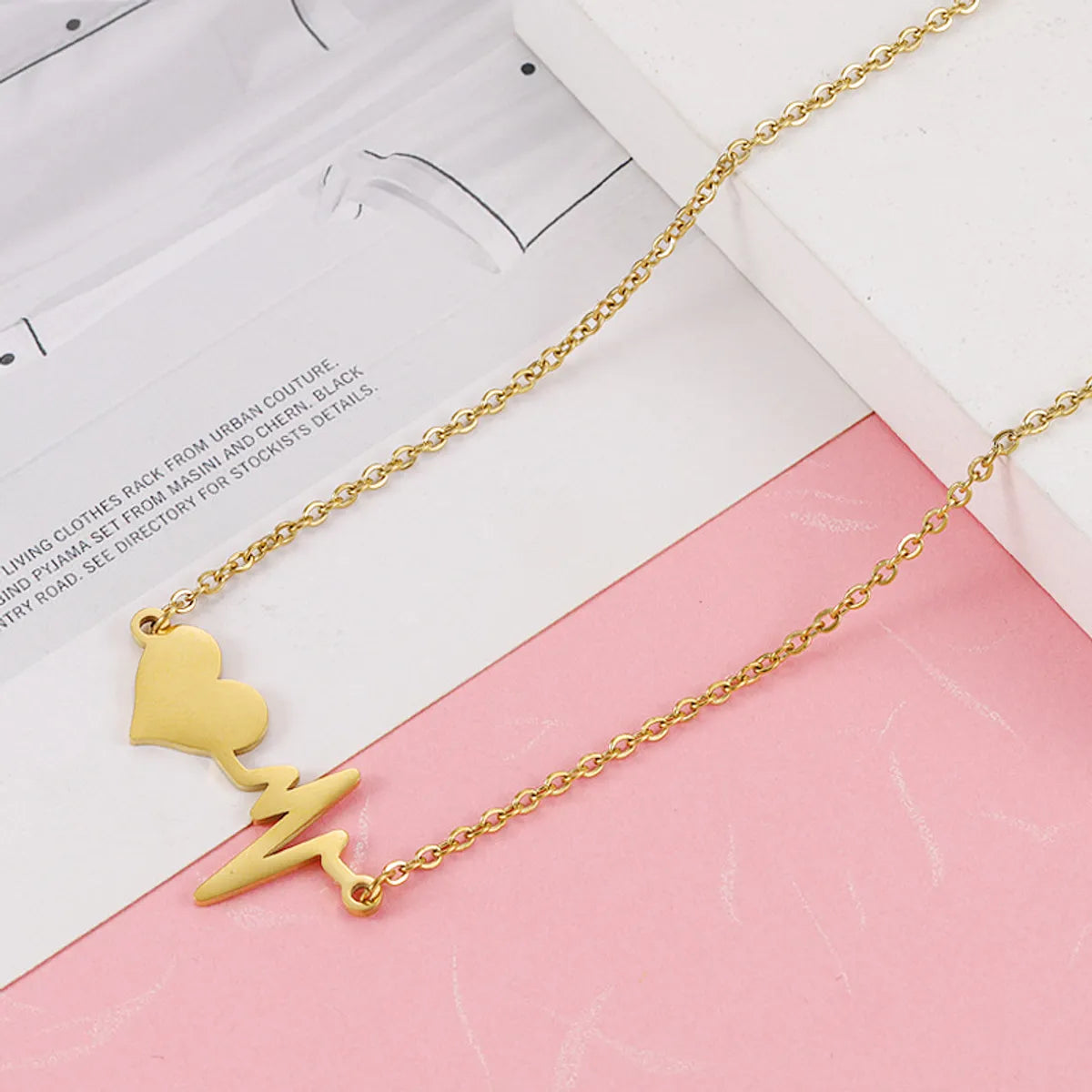 Wholesale Simple Style Solid Color Stainless Steel Plating Gold Plated Pendant Necklace