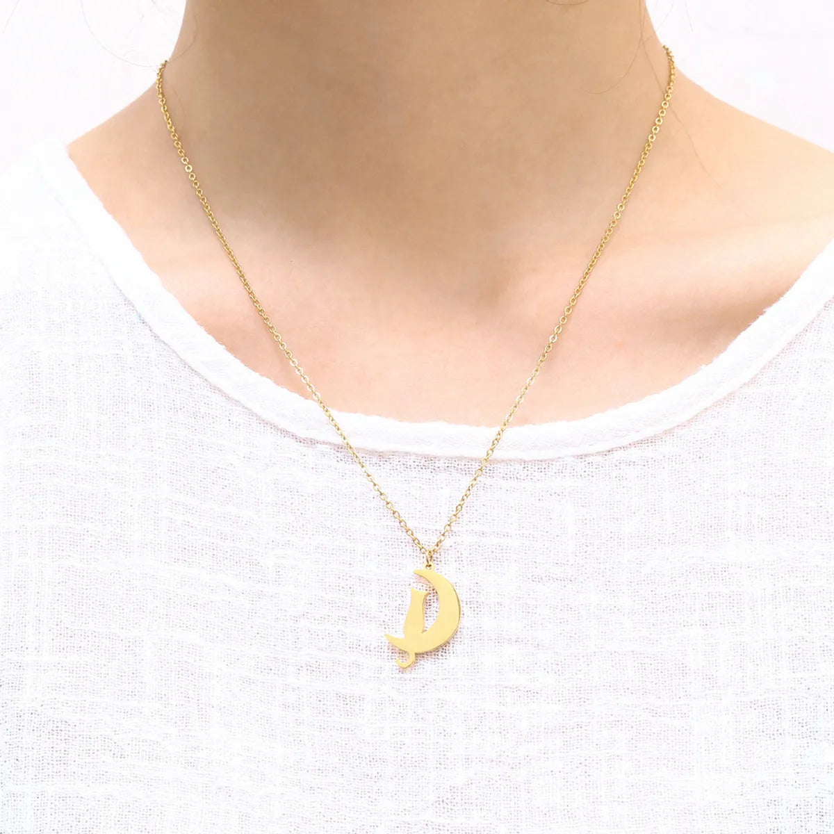 Wholesale Simple Style Solid Color Stainless Steel Plating Gold Plated Pendant Necklace