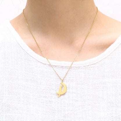 Wholesale Simple Style Solid Color Stainless Steel Plating Gold Plated Pendant Necklace