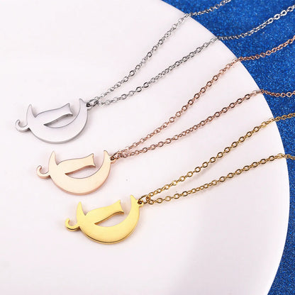 Wholesale Simple Style Solid Color Stainless Steel Plating Gold Plated Pendant Necklace