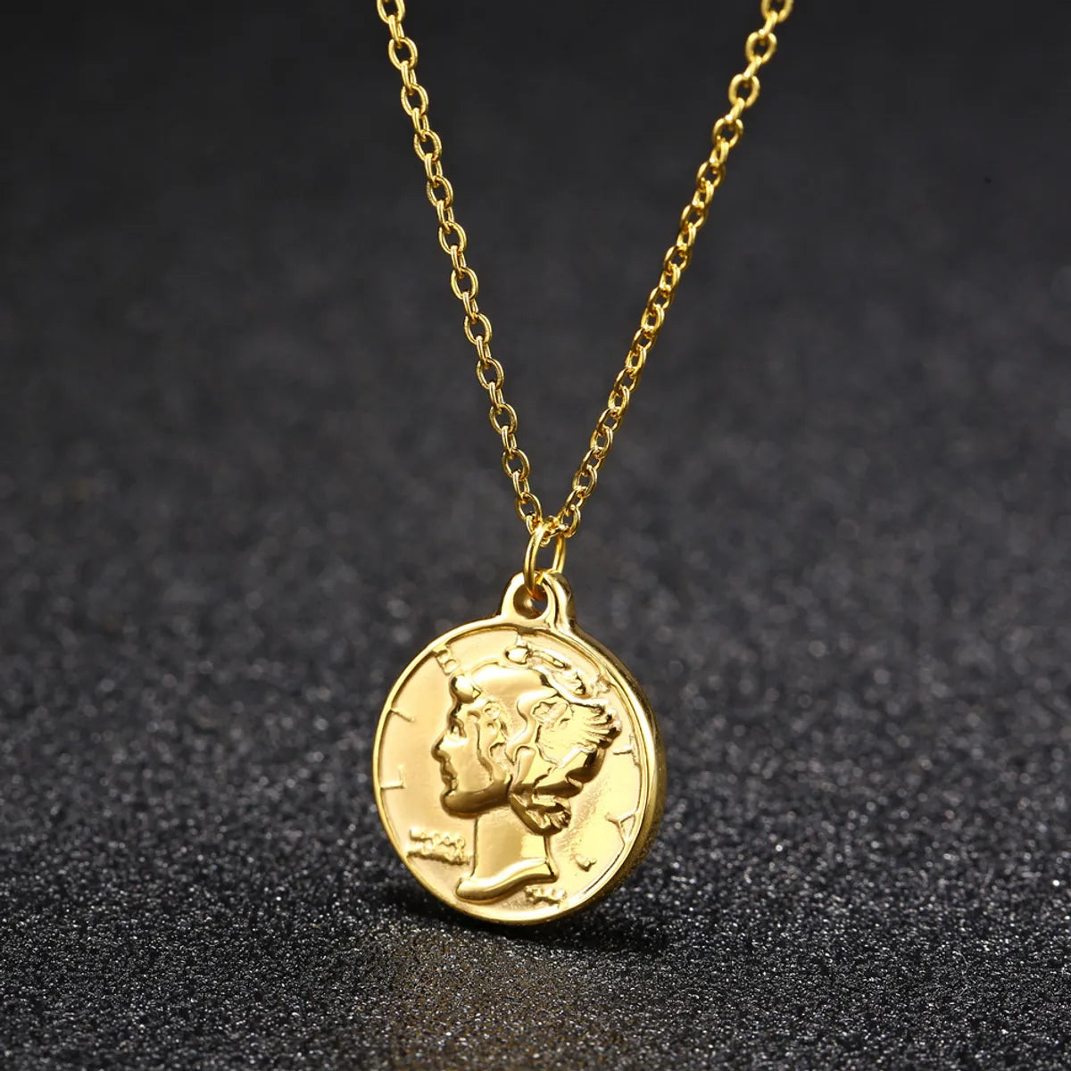 Wholesale Simple Style Solid Color Stainless Steel Plating Gold Plated Pendant Necklace