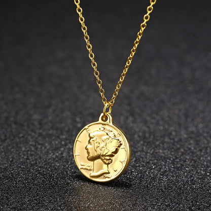 Wholesale Simple Style Solid Color Stainless Steel Plating Gold Plated Pendant Necklace