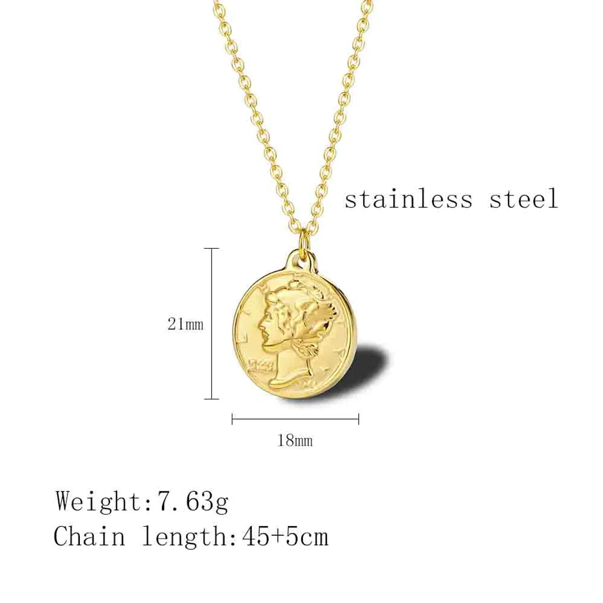 Wholesale Simple Style Solid Color Stainless Steel Plating Gold Plated Pendant Necklace