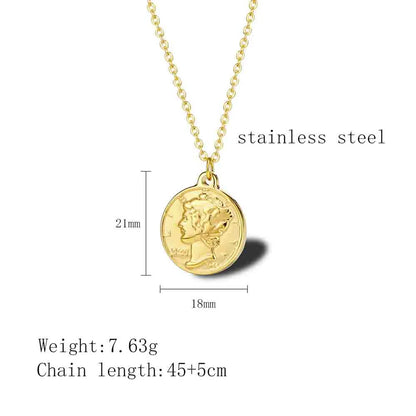 Wholesale Simple Style Solid Color Stainless Steel Plating Gold Plated Pendant Necklace