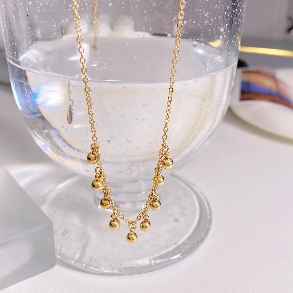 Wholesale Simple Style Solid Color Stainless Steel Plating Gold Plated Pendant Necklace