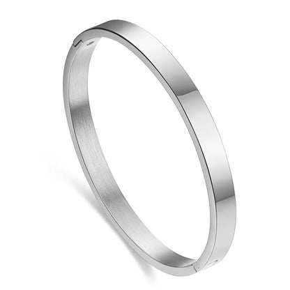 Simple Style Solid Color Stainless Steel Polishing Bangle