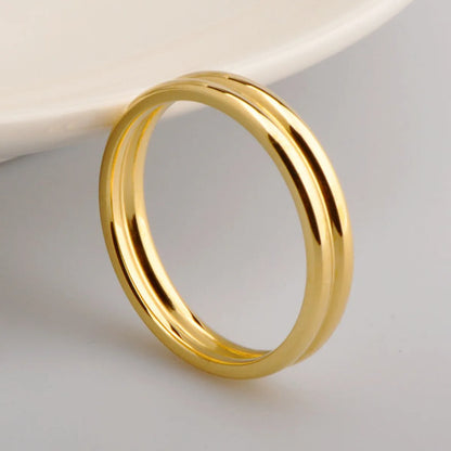 Wholesale Simple Style Solid Color Titanium Steel 18k Gold Plated Rings