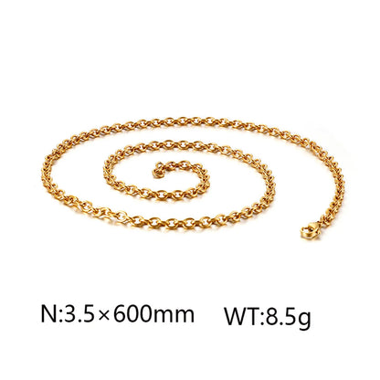 Wholesale Jewelry Simple Style Solid Color Titanium Steel 18K Gold Plated Chain Necklace