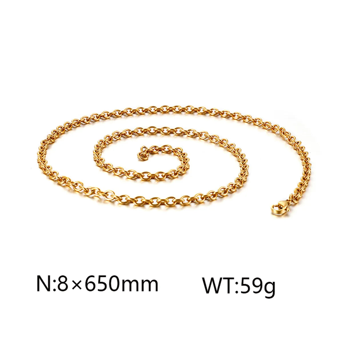 Wholesale Jewelry Simple Style Solid Color Titanium Steel 18K Gold Plated Chain Necklace