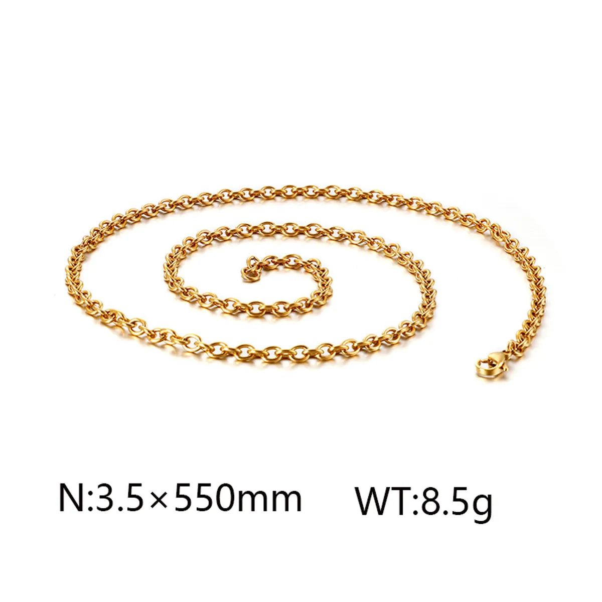 Wholesale Jewelry Simple Style Solid Color Titanium Steel 18K Gold Plated Chain Necklace