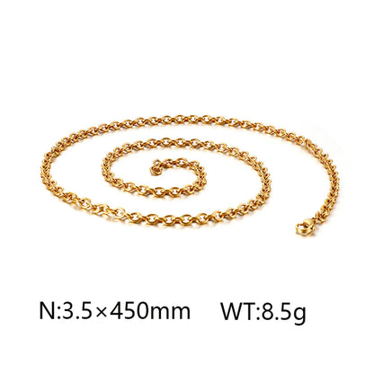 Wholesale Jewelry Simple Style Solid Color Titanium Steel 18K Gold Plated Chain Necklace