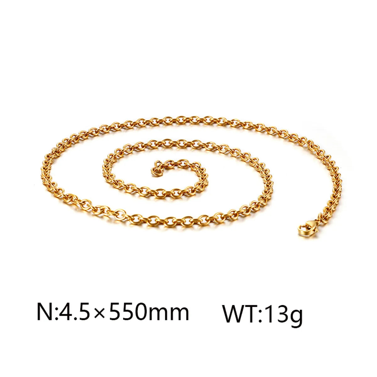 Wholesale Jewelry Simple Style Solid Color Titanium Steel 18K Gold Plated Chain Necklace