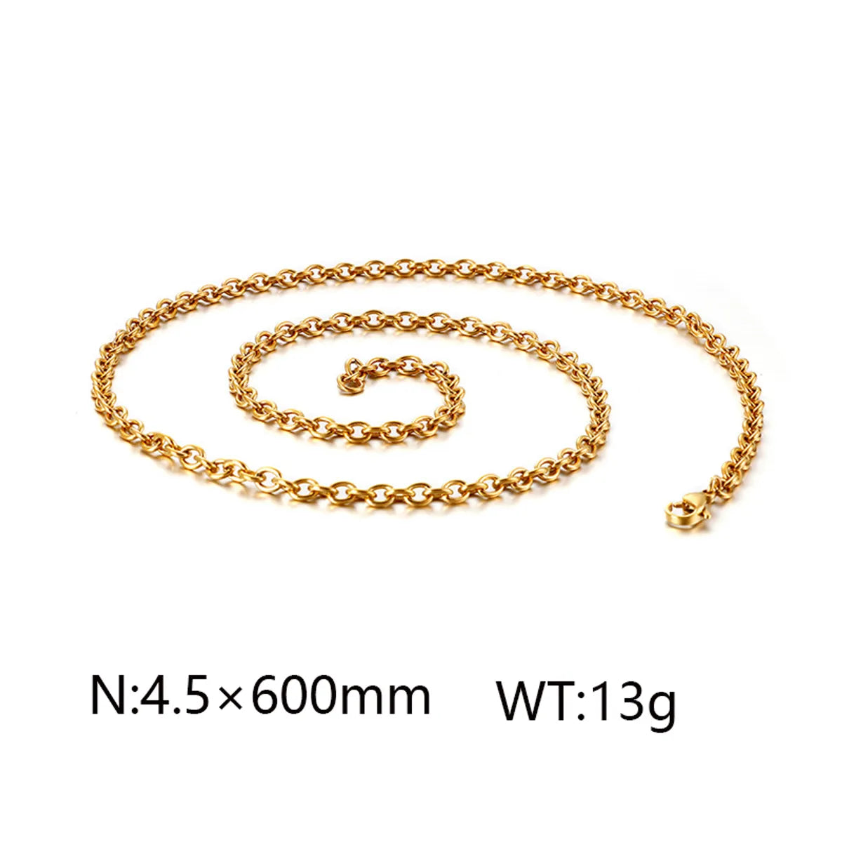 Wholesale Jewelry Simple Style Solid Color Titanium Steel 18K Gold Plated Chain Necklace