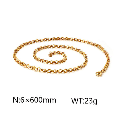 Wholesale Jewelry Simple Style Solid Color Titanium Steel 18K Gold Plated Chain Necklace