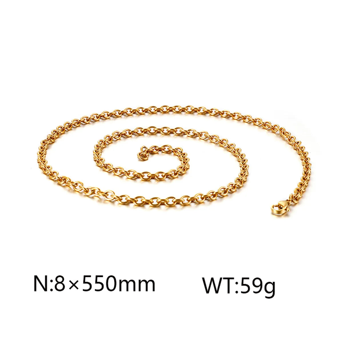 Wholesale Jewelry Simple Style Solid Color Titanium Steel 18K Gold Plated Chain Necklace