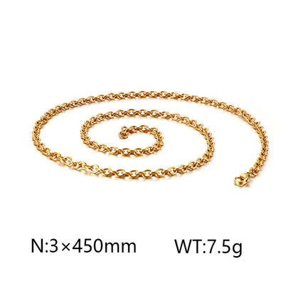 Wholesale Jewelry Simple Style Solid Color Titanium Steel 18K Gold Plated Chain Necklace