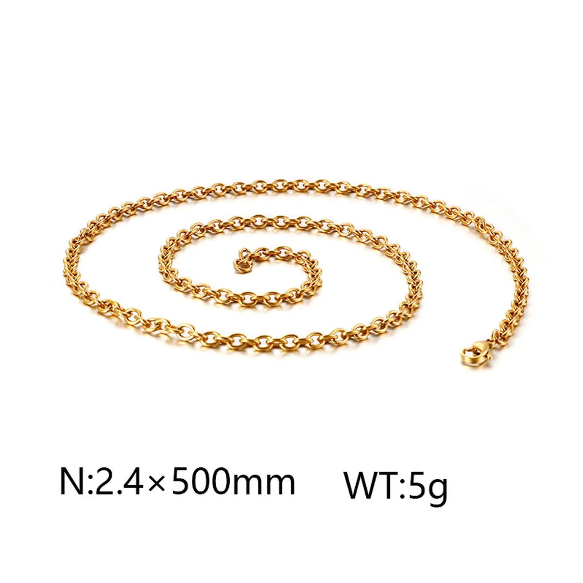 Wholesale Jewelry Simple Style Solid Color Titanium Steel 18K Gold Plated Chain Necklace