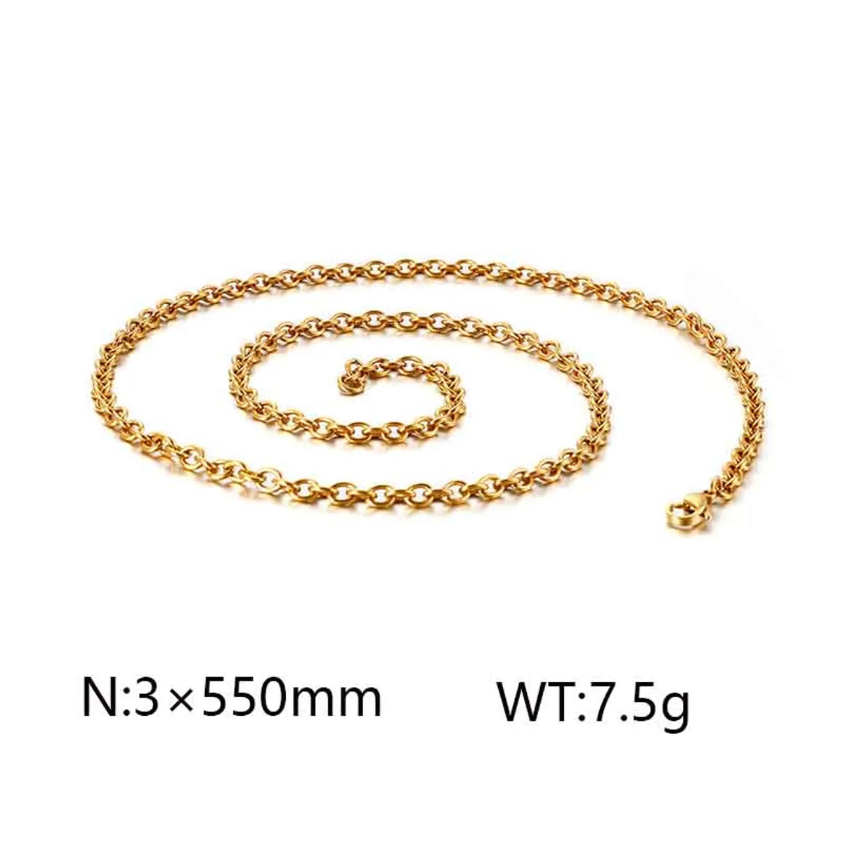 Wholesale Jewelry Simple Style Solid Color Titanium Steel 18K Gold Plated Chain Necklace