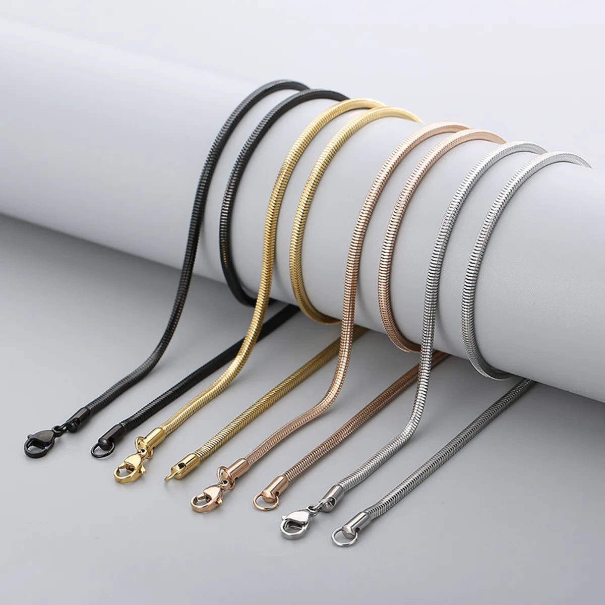 Wholesale Simple Style Solid Color Titanium Steel Chain Necklace