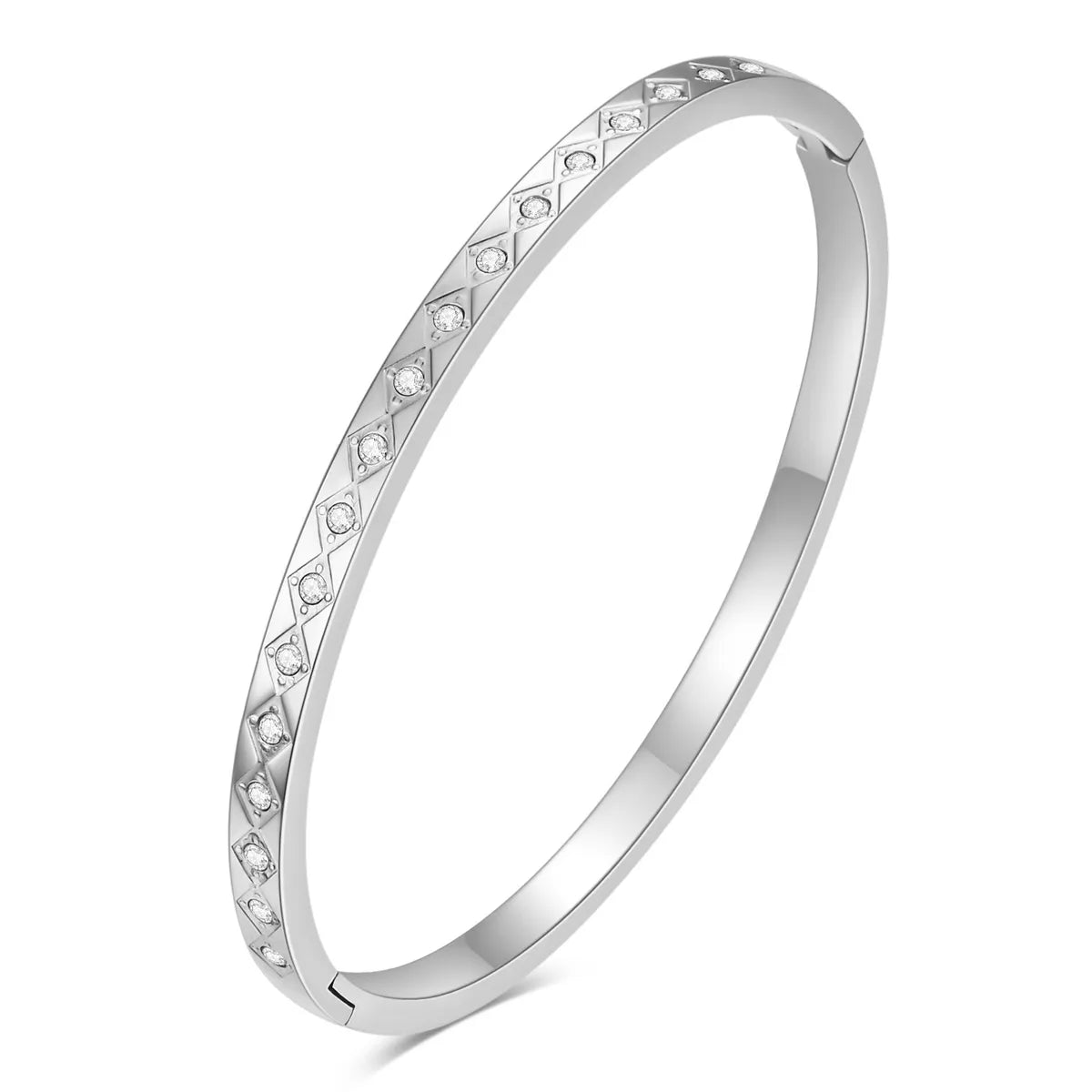 Simple Style Solid Color Titanium Steel Inlay Zircon Bangle