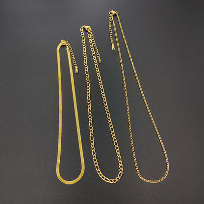 Wholesale Simple Style Solid Color Titanium Steel Plating Gold Plated Layered Necklaces