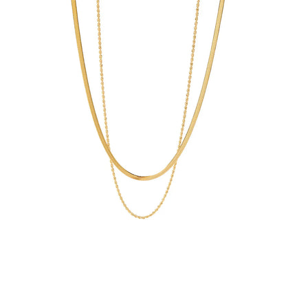 Wholesale Simple Style Solid Color Titanium Steel Plating Gold Plated Layered Necklaces