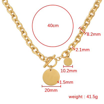 Simple Style Solid Color Titanium Steel Plating Gold Plated Pendant Necklace