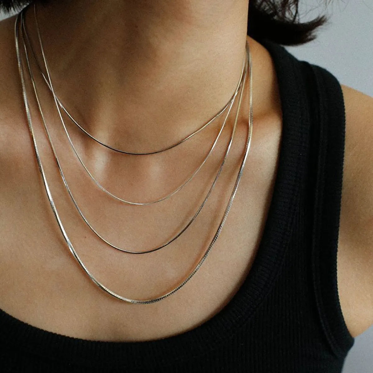 Wholesale Simple Style Solid Color Titanium Steel Plating Necklace