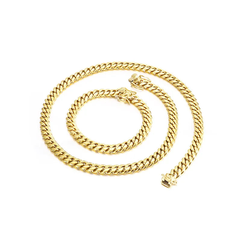 Wholesale Jewelry Simple Style Solid Color Titanium Steel 18K Gold Plated Polishing Chain Necklace