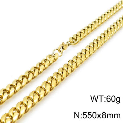 Wholesale Jewelry Simple Style Solid Color Titanium Steel 18K Gold Plated Polishing Chain Necklace