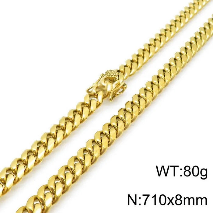 Wholesale Jewelry Simple Style Solid Color Titanium Steel 18K Gold Plated Polishing Chain Necklace