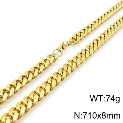 Wholesale Jewelry Simple Style Solid Color Titanium Steel 18K Gold Plated Polishing Chain Necklace