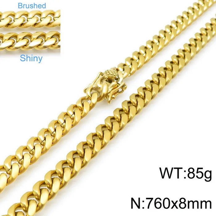 Wholesale Jewelry Simple Style Solid Color Titanium Steel 18K Gold Plated Polishing Chain Necklace