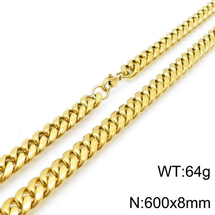 Wholesale Jewelry Simple Style Solid Color Titanium Steel 18K Gold Plated Polishing Chain Necklace