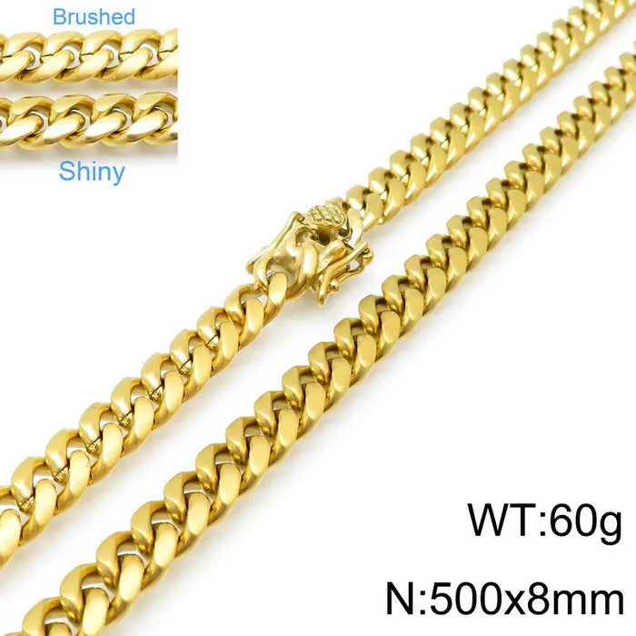 Wholesale Jewelry Simple Style Solid Color Titanium Steel 18K Gold Plated Polishing Chain Necklace