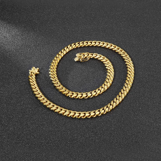 Wholesale Jewelry Simple Style Solid Color Titanium Steel 18K Gold Plated Polishing Chain Necklace