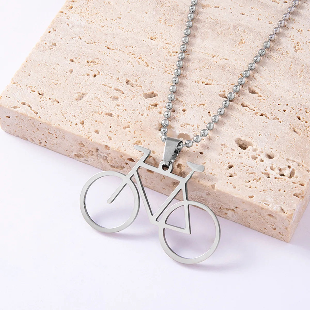 Wholesale Simple Style Sports Bicycle Stainless Steel Pendant Necklace