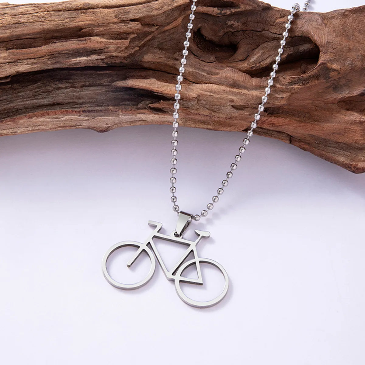 Wholesale Simple Style Sports Bicycle Stainless Steel Pendant Necklace