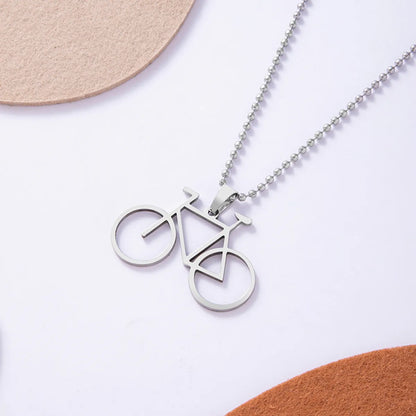 Wholesale Simple Style Sports Bicycle Stainless Steel Pendant Necklace