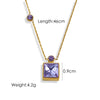 304 Stainless Steel 14K Gold Plated Simple Style Inlay Square Zircon Pendant Necklace