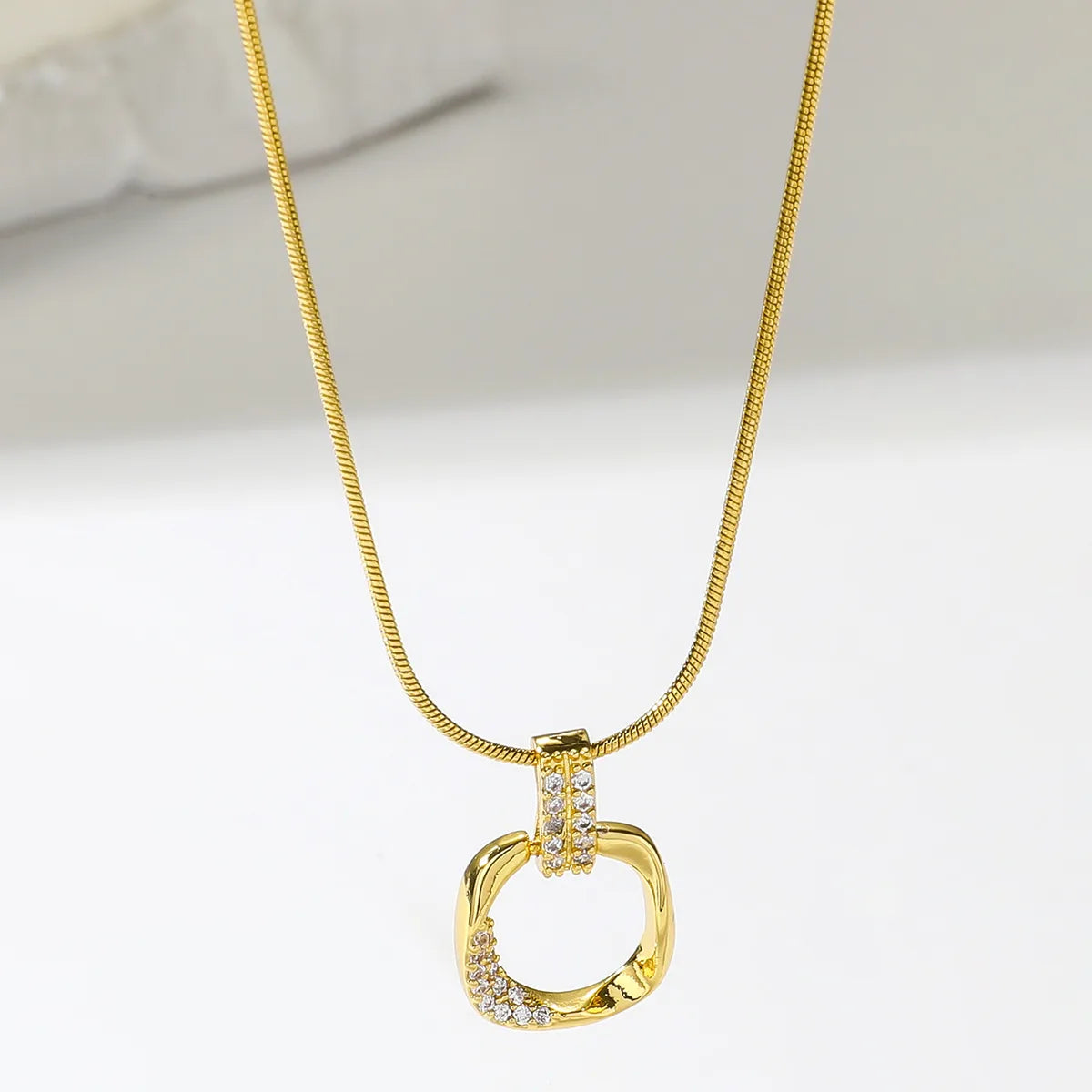 Wholesale Jewelry Simple Style Square Stainless Steel Zircon 18K Gold Plated Plating Inlay Pendant Necklace